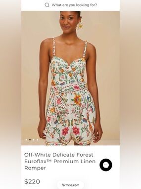 NWT FARM RIO Off-White Delicate Forest Euroflax™ Premium Linen Romper